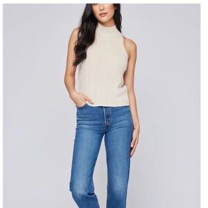 NEW Gentle Fawn Ribbed Knit Tank Top size large cream mock neck